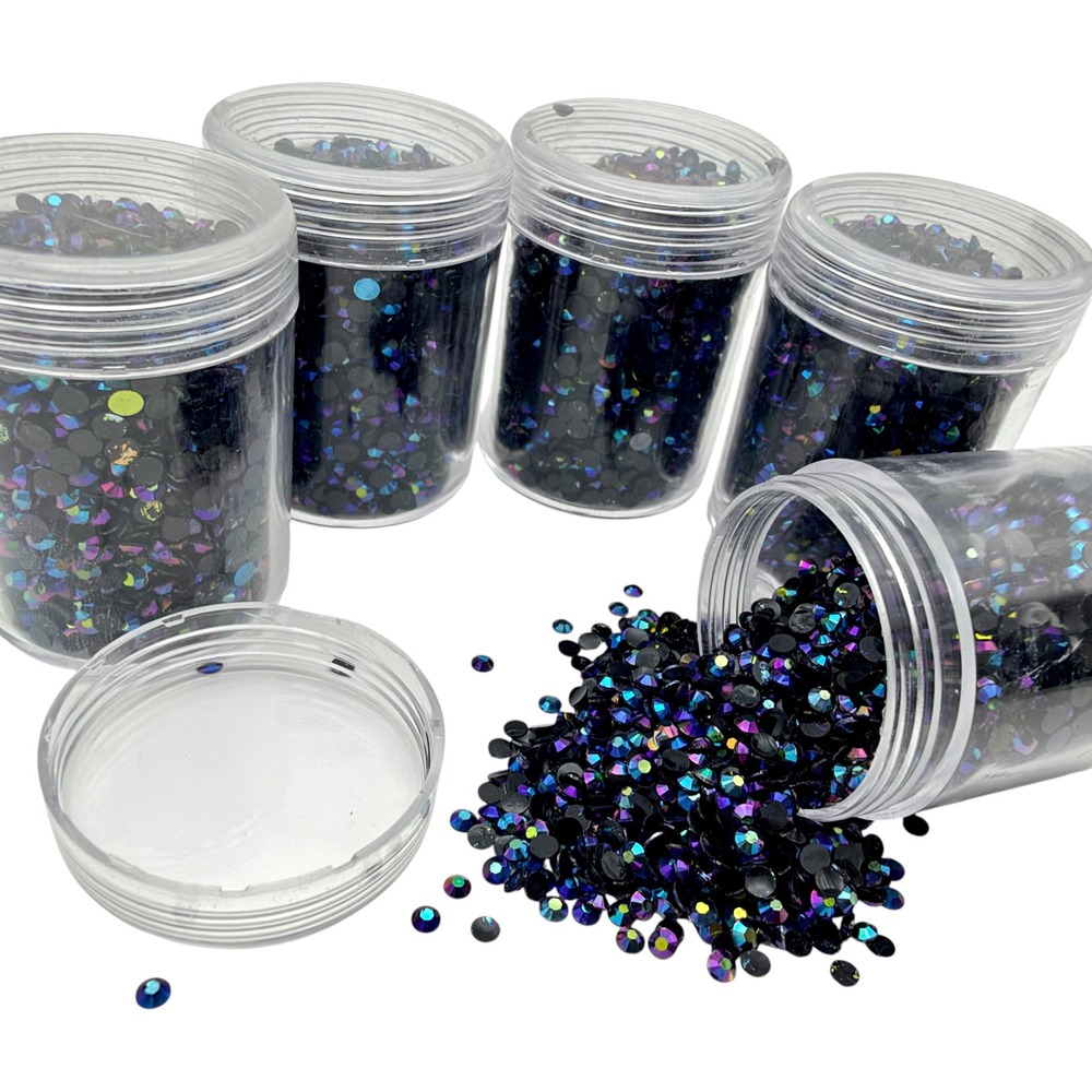 3mm Black AB Iridescent Flatback Rhinestones for Crafts and Nail Art New